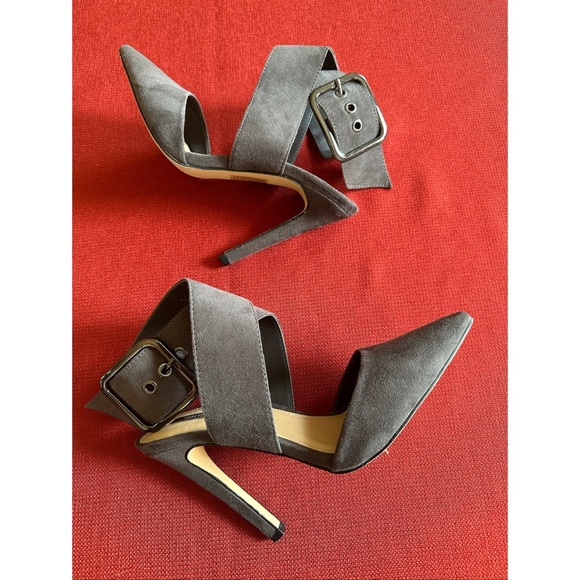 Forever 21 Gray Microsuede Wrap Around Pointy Toe Heeled Sandals, 7.5 - Picture 6 of 10